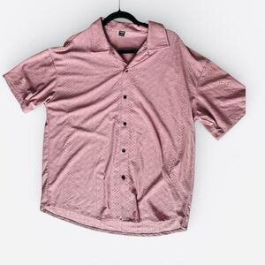 NFINITY Men's Casual Pink Button Down Shirt